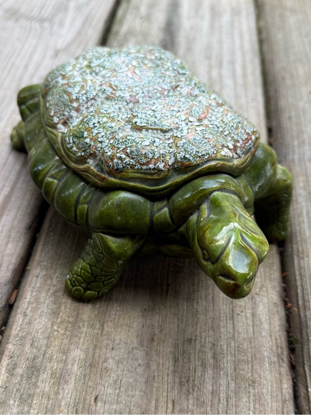 Green Ceramic Turtle Figurine – Decorative Reptile Accent trinket box Arnels